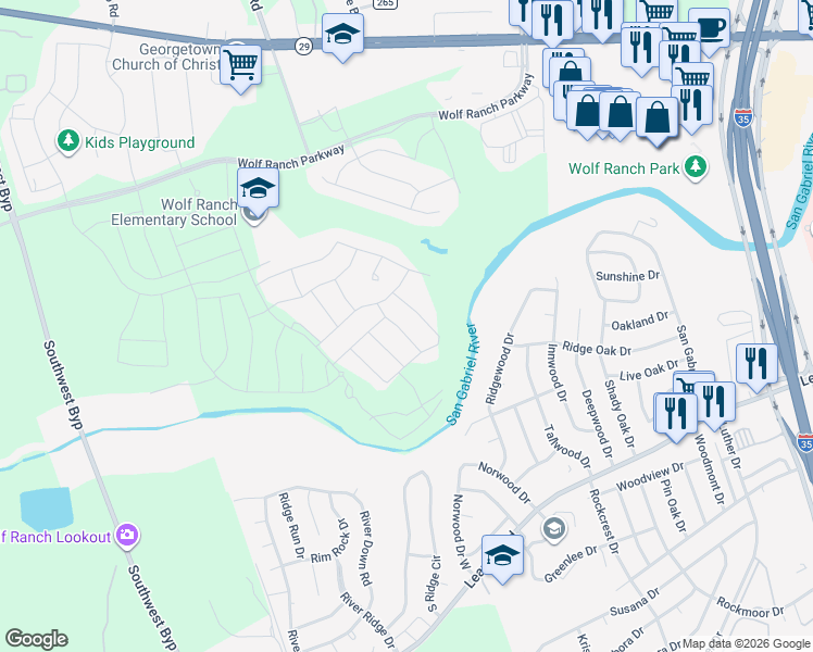 map of restaurants, bars, coffee shops, grocery stores, and more near in Williamson County