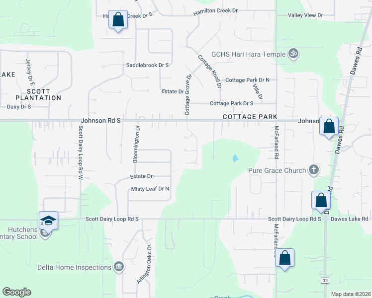 map of restaurants, bars, coffee shops, grocery stores, and more near 9520 Christo Court in Mobile