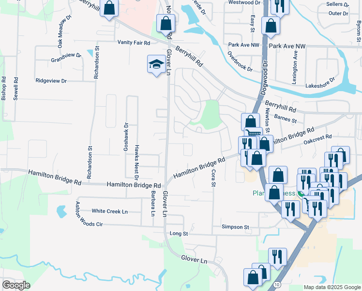 map of restaurants, bars, coffee shops, grocery stores, and more near 6374 Cottage Woods Drive in Milton