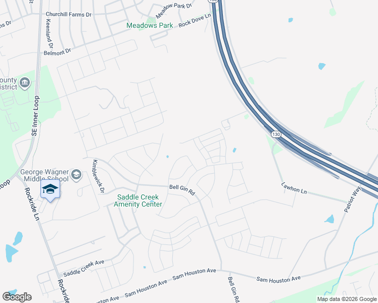 map of restaurants, bars, coffee shops, grocery stores, and more near 1005 Paddock Lane in Georgetown