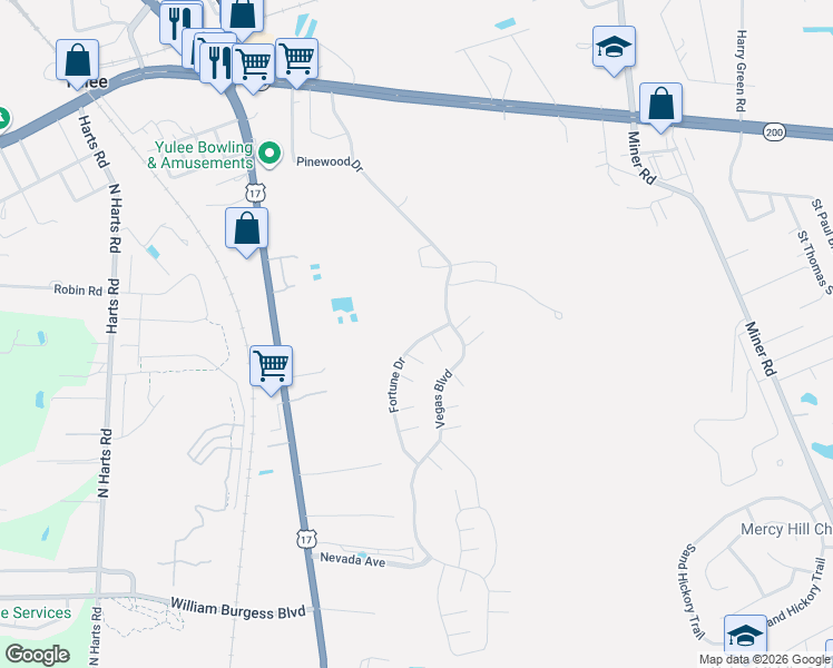 map of restaurants, bars, coffee shops, grocery stores, and more near 86323 Fortune Drive in Yulee