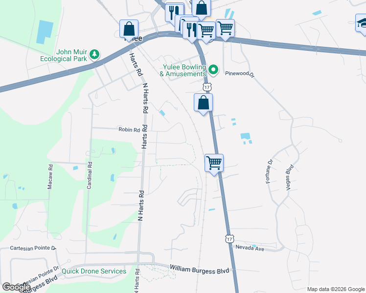 map of restaurants, bars, coffee shops, grocery stores, and more near 850737 U.S. 17 in Yulee