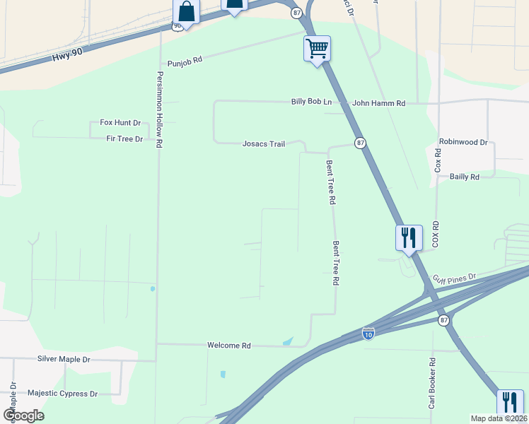 map of restaurants, bars, coffee shops, grocery stores, and more near 5207 Pine Berry Road in Milton