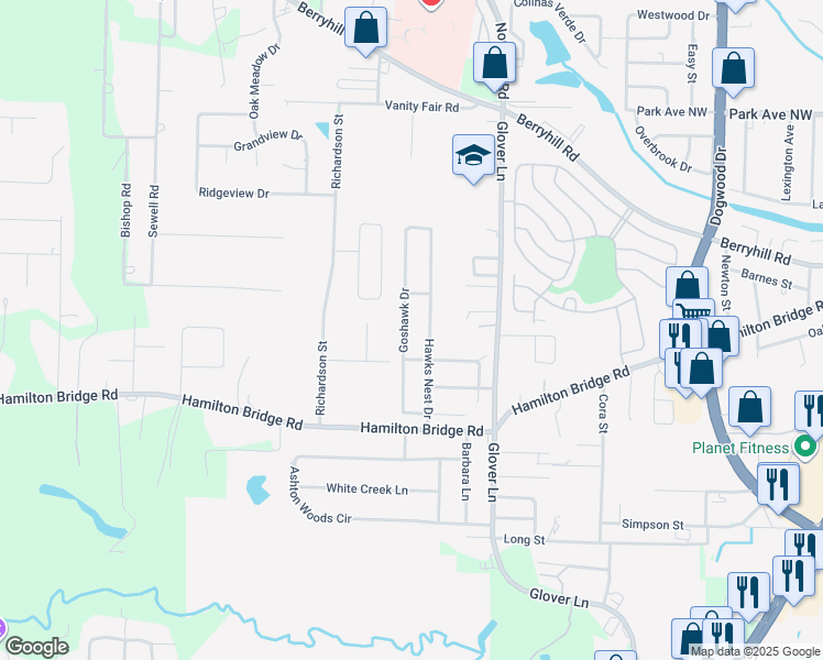 map of restaurants, bars, coffee shops, grocery stores, and more near 5198 Goshawk Drive in Milton