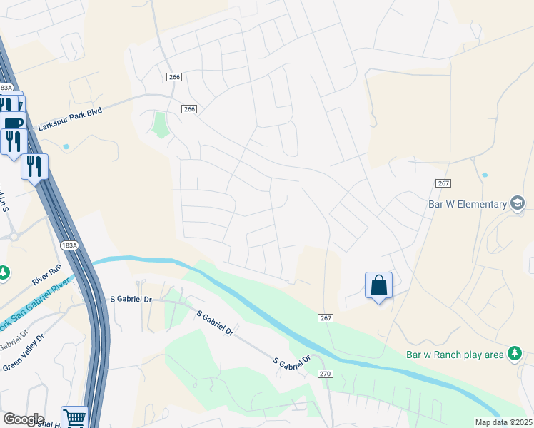 map of restaurants, bars, coffee shops, grocery stores, and more near 248 Brady Creek Way in Leander