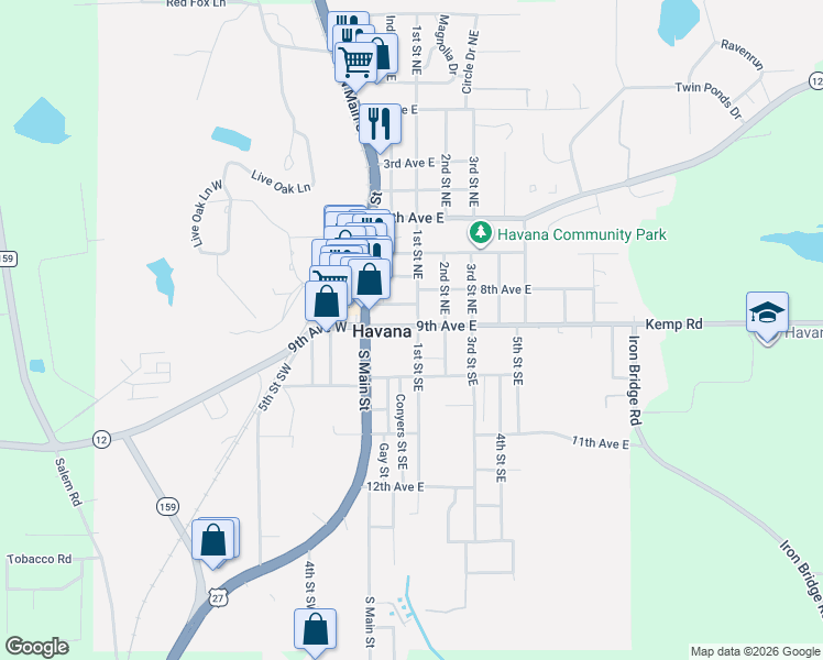 map of restaurants, bars, coffee shops, grocery stores, and more near in Havana