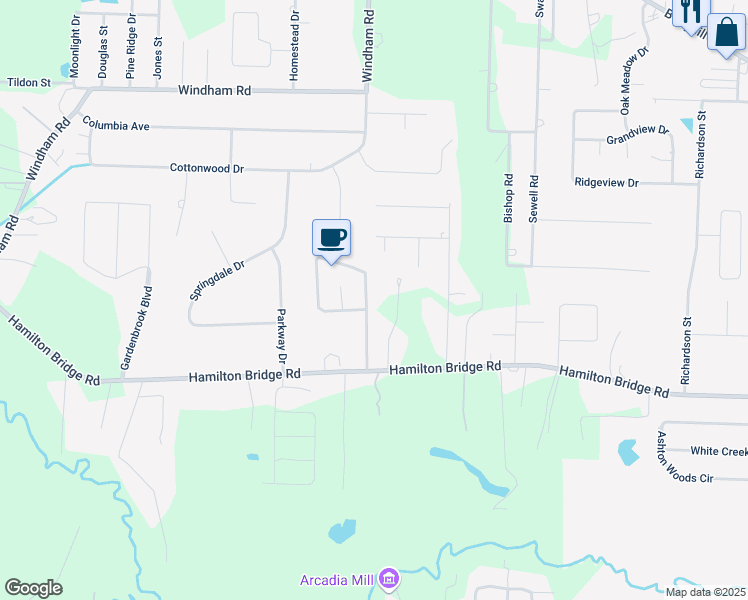 map of restaurants, bars, coffee shops, grocery stores, and more near 5195 Ron Jimar Drive in Milton