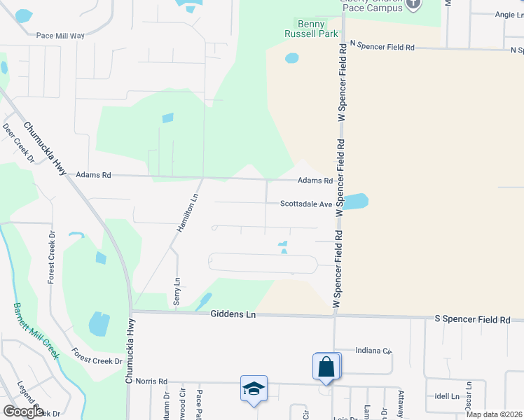 map of restaurants, bars, coffee shops, grocery stores, and more near 5121 Central Drive in Pace