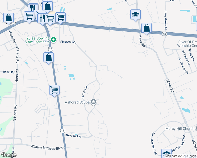 map of restaurants, bars, coffee shops, grocery stores, and more near 86021 Aladdins Way in Yulee