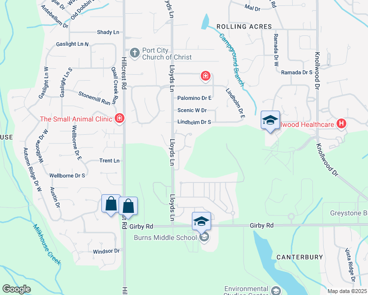 map of restaurants, bars, coffee shops, grocery stores, and more near 3205 Lloyds Lane in Mobile
