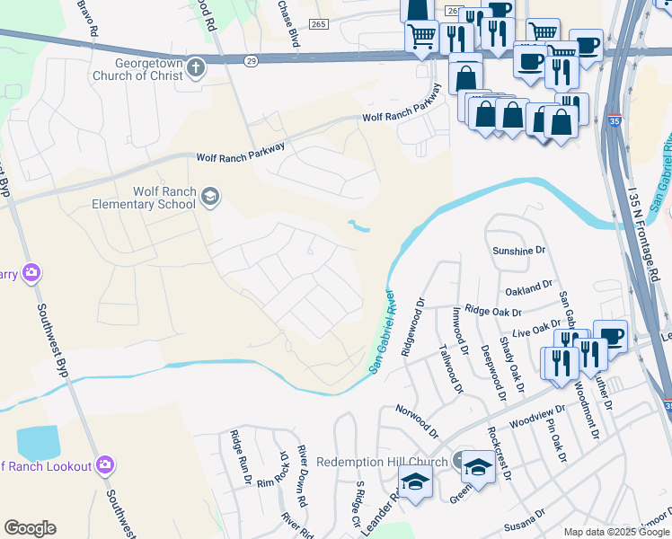 map of restaurants, bars, coffee shops, grocery stores, and more near in Williamson County