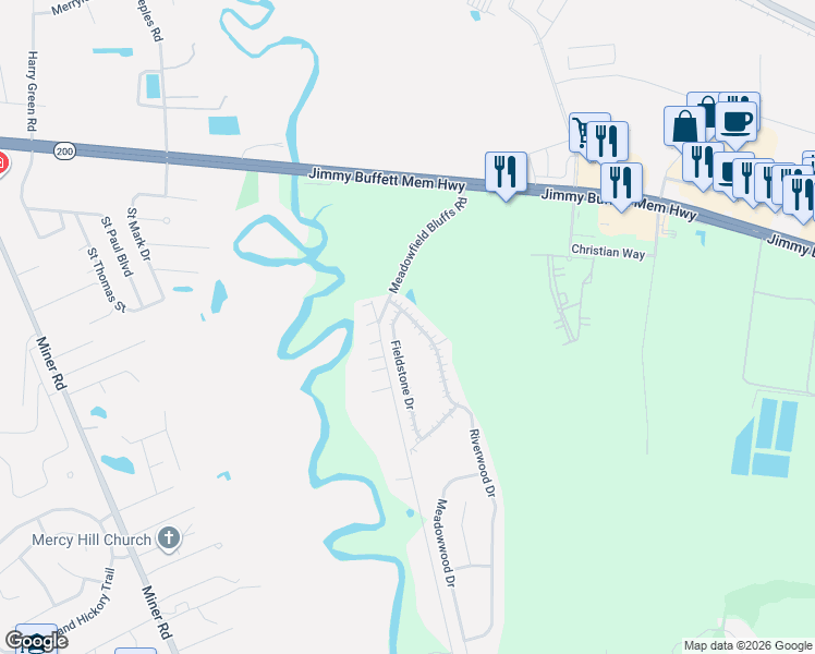 map of restaurants, bars, coffee shops, grocery stores, and more near 8658 Fieldstone Drive in Yulee