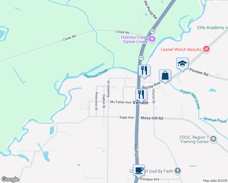 map of restaurants, bars, coffee shops, grocery stores, and more near 2819 Yellow Jacket Drive in Vernon