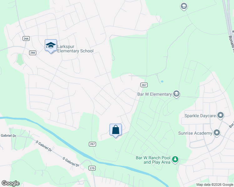map of restaurants, bars, coffee shops, grocery stores, and more near 1454 County Road 267 in Georgetown