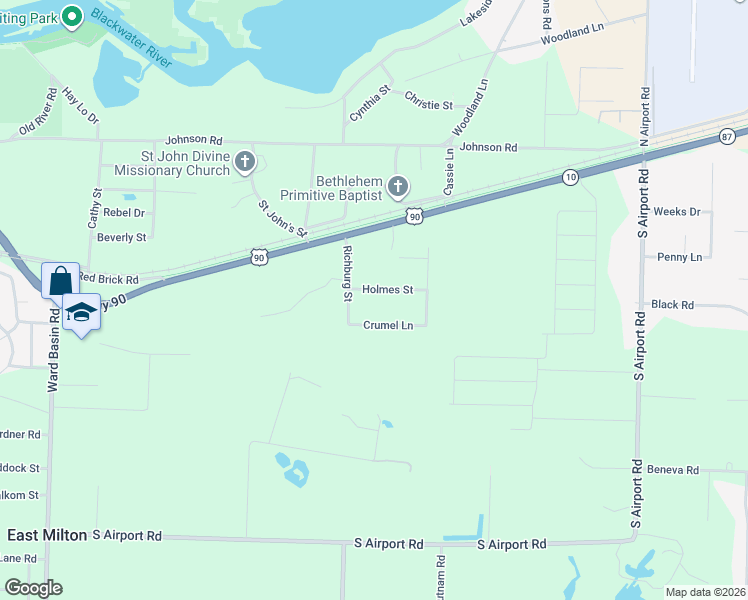 map of restaurants, bars, coffee shops, grocery stores, and more near 7515 Holmes Street in Milton