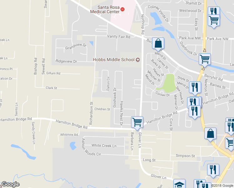 map of restaurants, bars, coffee shops, grocery stores, and more near 5222 Goshawk Drive in Milton