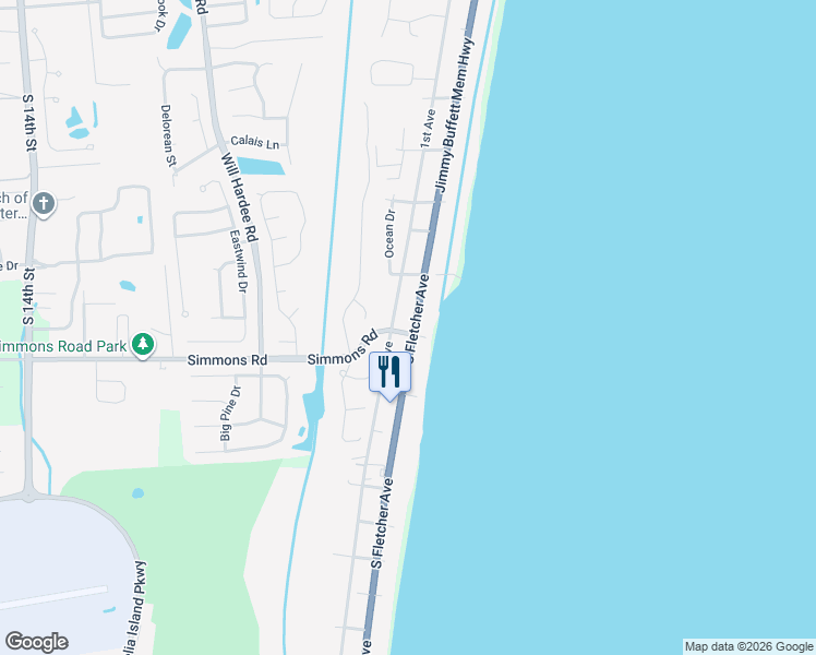 map of restaurants, bars, coffee shops, grocery stores, and more near in Fernandina Beach