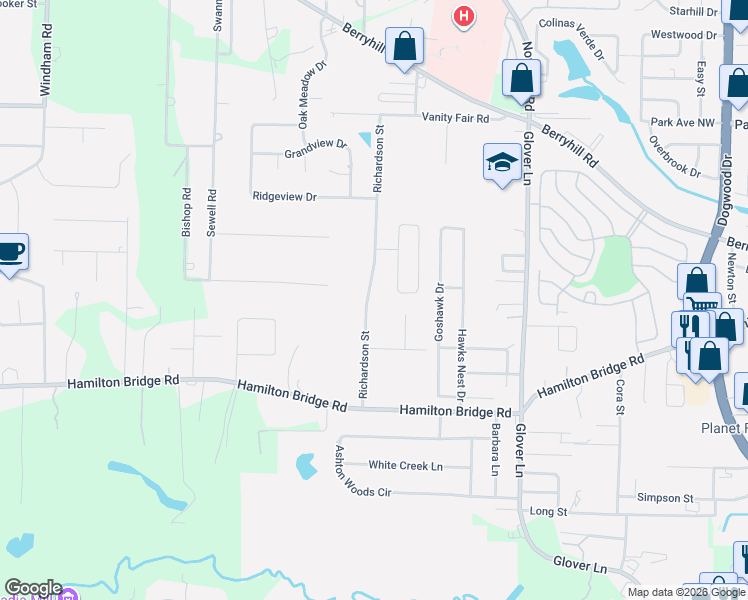 map of restaurants, bars, coffee shops, grocery stores, and more near 5192 Richardson Street in Milton