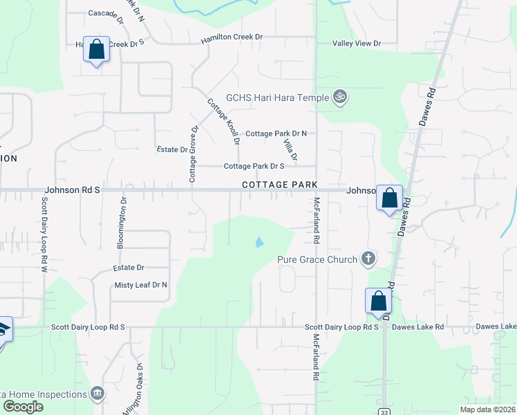 map of restaurants, bars, coffee shops, grocery stores, and more near 9325 Johnson Road South in Mobile