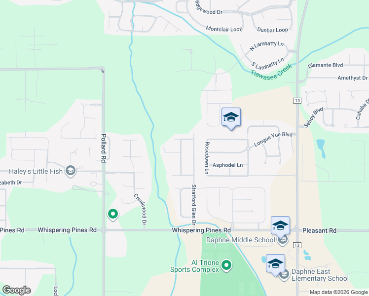 map of restaurants, bars, coffee shops, grocery stores, and more near 27468 Hobby Horse Lane in Daphne