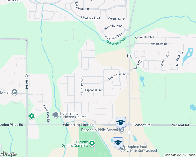 map of restaurants, bars, coffee shops, grocery stores, and more near in Daphne