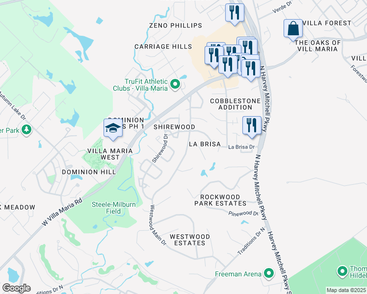 map of restaurants, bars, coffee shops, grocery stores, and more near 2009 Elvenking Court in Bryan