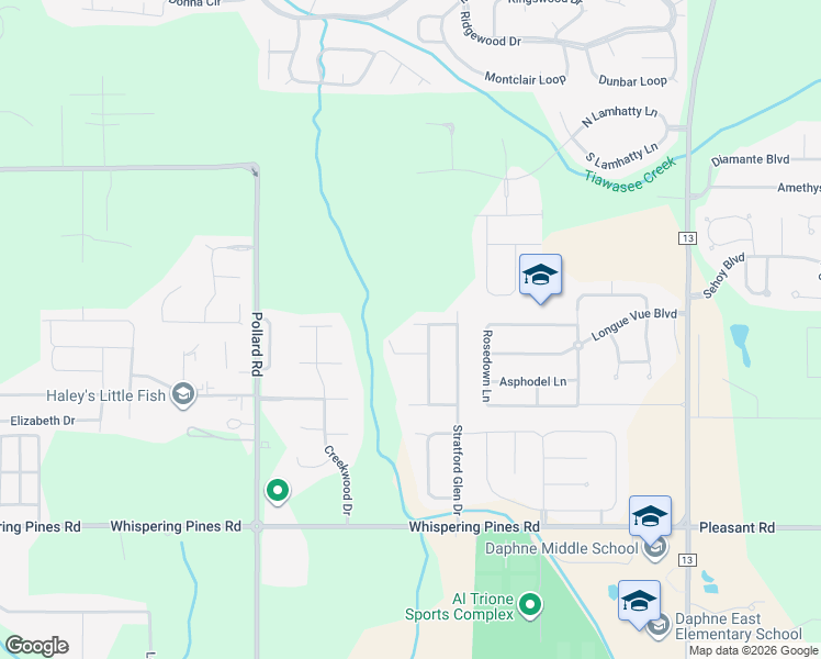 map of restaurants, bars, coffee shops, grocery stores, and more near 8333 Preakness Court in Daphne