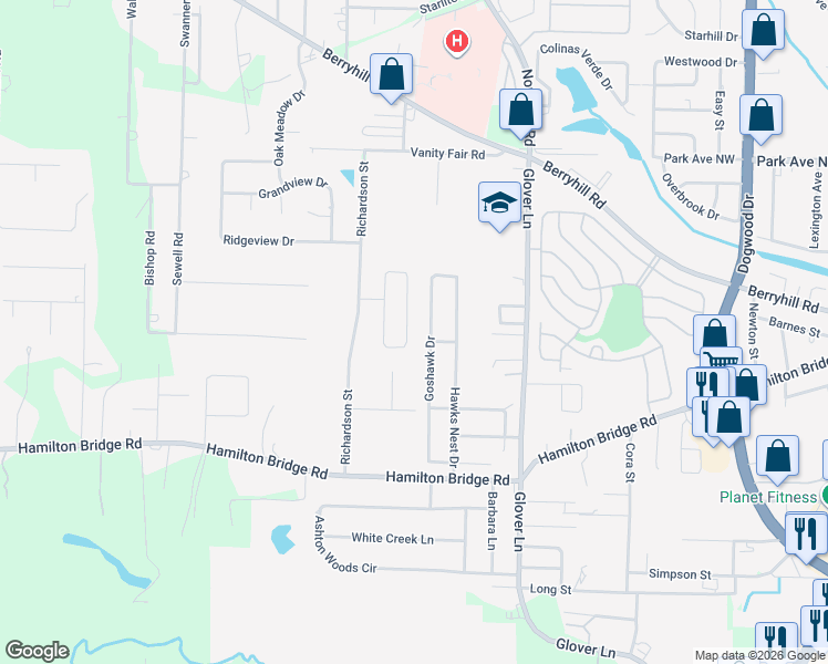 map of restaurants, bars, coffee shops, grocery stores, and more near 5347 Dalton Circle in Milton