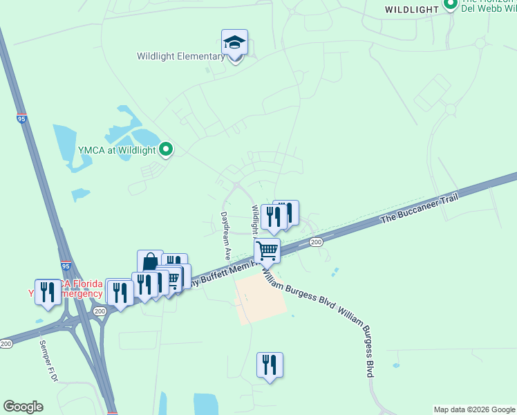 map of restaurants, bars, coffee shops, grocery stores, and more near 1 Rayonier Way in Yulee