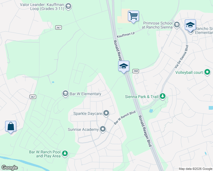 map of restaurants, bars, coffee shops, grocery stores, and more near 2624 Indian Clover Trail in Leander