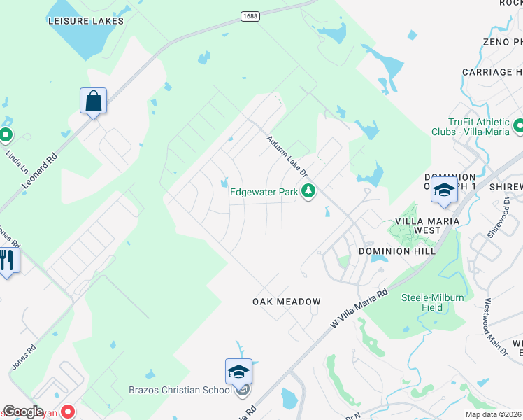 map of restaurants, bars, coffee shops, grocery stores, and more near 2037 Jester Trail in Bryan
