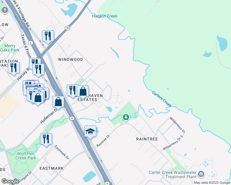 map of restaurants, bars, coffee shops, grocery stores, and more near 2823 Horseback Drive in College Station