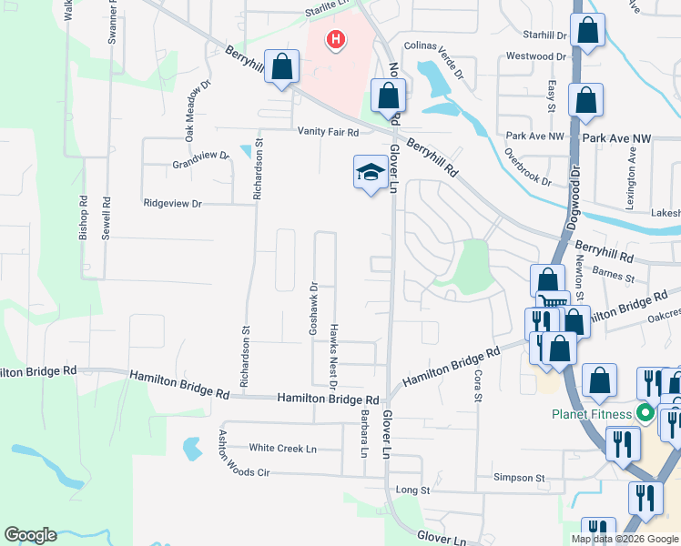 map of restaurants, bars, coffee shops, grocery stores, and more near 5234 Hawks Nest Drive in Milton