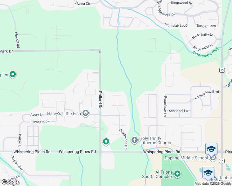 map of restaurants, bars, coffee shops, grocery stores, and more near 8125 Soldier Court in Daphne