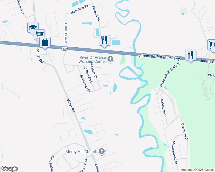 map of restaurants, bars, coffee shops, grocery stores, and more near 86094 Saint Andrew Court in Yulee