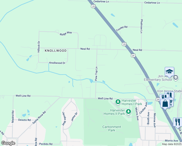 map of restaurants, bars, coffee shops, grocery stores, and more near 1021 Pine Top Lane in Escambia County