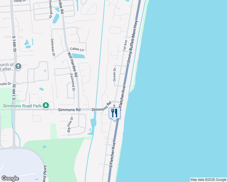 map of restaurants, bars, coffee shops, grocery stores, and more near 2955 1st Avenue in Fernandina Beach
