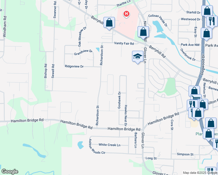 map of restaurants, bars, coffee shops, grocery stores, and more near 5421 Dalton Circle in Milton