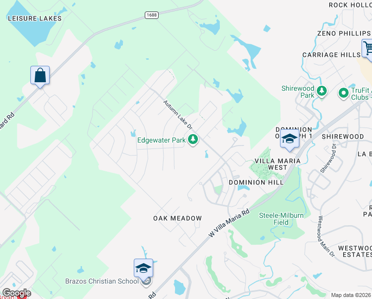 map of restaurants, bars, coffee shops, grocery stores, and more near 2025 Jester Trail in Bryan