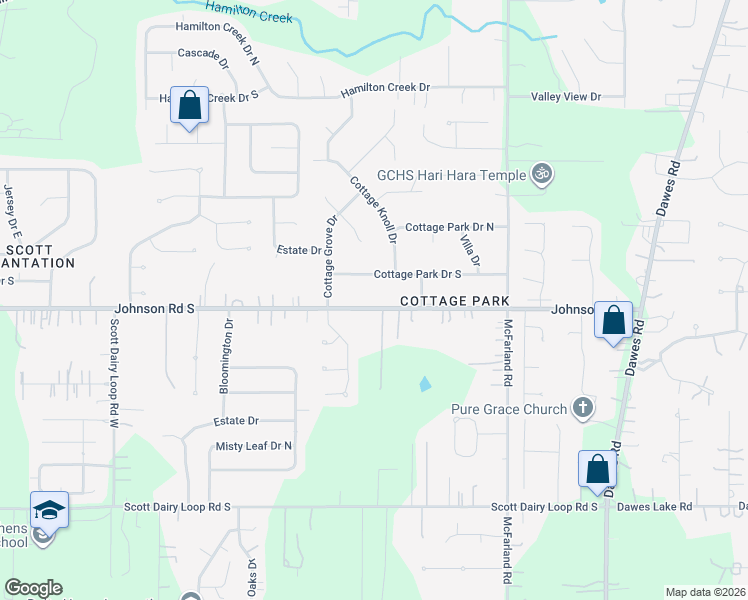 map of restaurants, bars, coffee shops, grocery stores, and more near 9436 Johnson Road South in Mobile