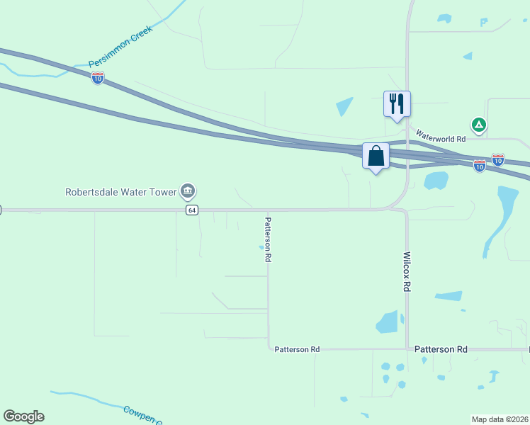 map of restaurants, bars, coffee shops, grocery stores, and more near 23497 Patterson Rd in Robertsdale