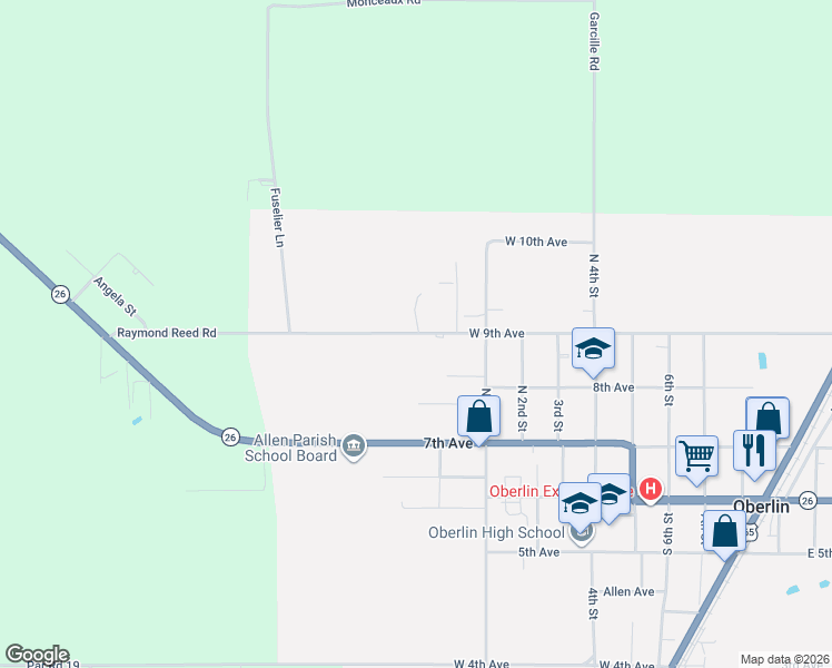 map of restaurants, bars, coffee shops, grocery stores, and more near West 9th Avenue in Oberlin