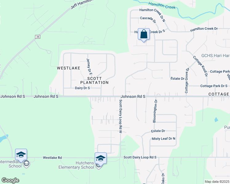 map of restaurants, bars, coffee shops, grocery stores, and more near 3115 Scott Place Court in Mobile