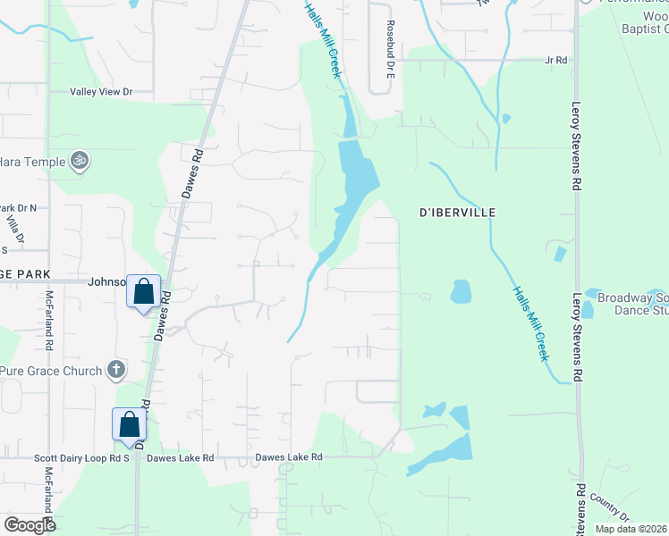 map of restaurants, bars, coffee shops, grocery stores, and more near Silver Maple Drive in Mobile