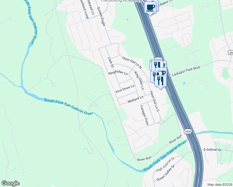 map of restaurants, bars, coffee shops, grocery stores, and more near 149 Magpie Goose Lane in Leander