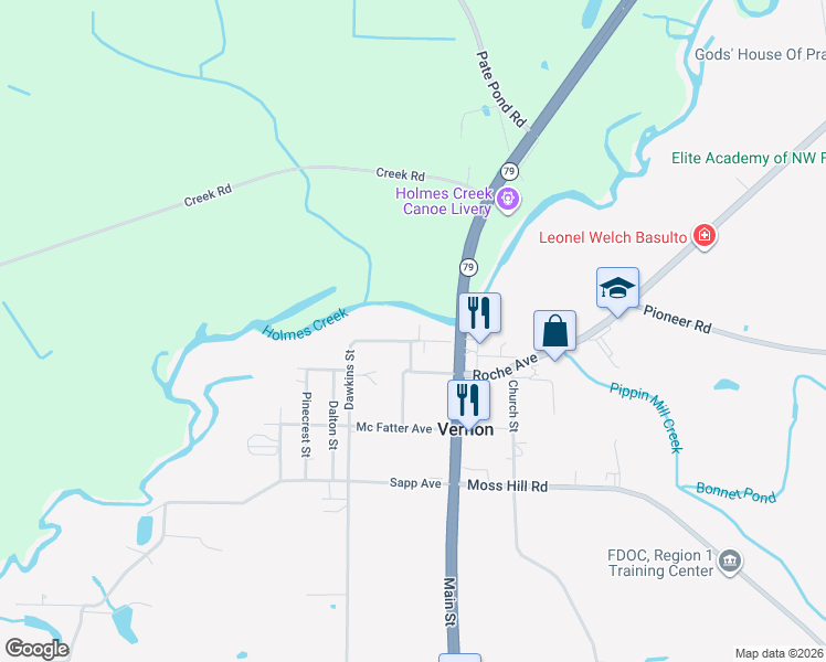 map of restaurants, bars, coffee shops, grocery stores, and more near 2819 Yellow Jacket Drive in Vernon