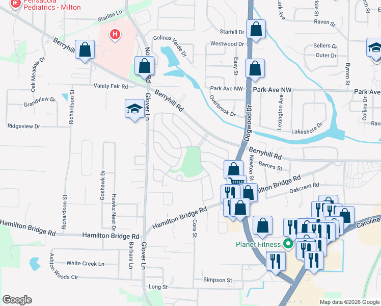 map of restaurants, bars, coffee shops, grocery stores, and more near 570 Merrill Drive in Milton