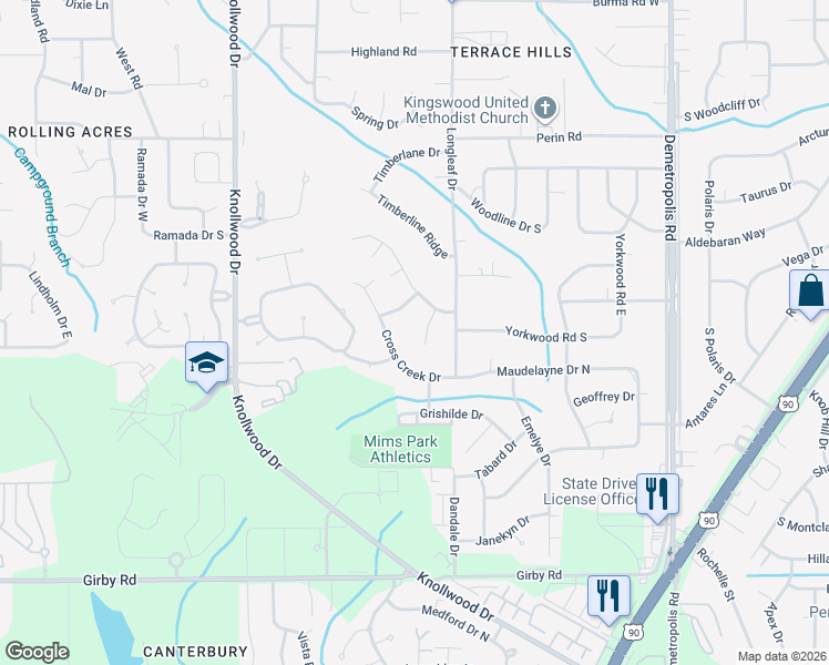 map of restaurants, bars, coffee shops, grocery stores, and more near 3054 Loggers Cir in Mobile