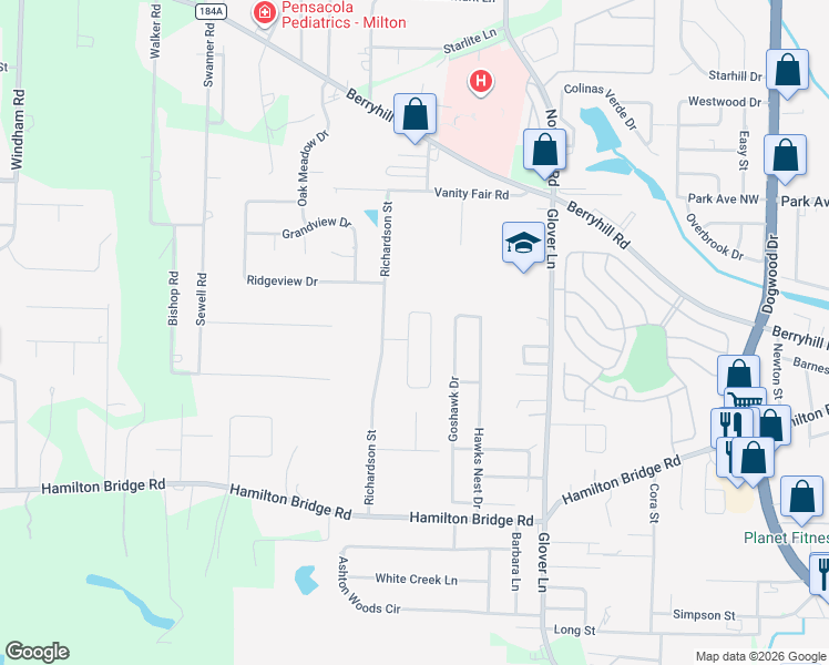 map of restaurants, bars, coffee shops, grocery stores, and more near 5255 Dalton Circle in Milton