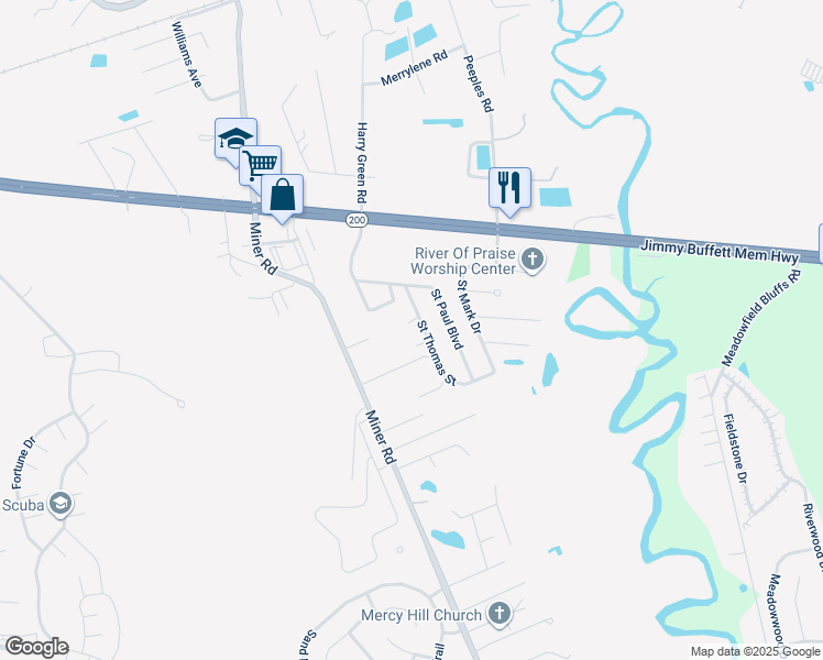 map of restaurants, bars, coffee shops, grocery stores, and more near 86010 Grant Place in Yulee